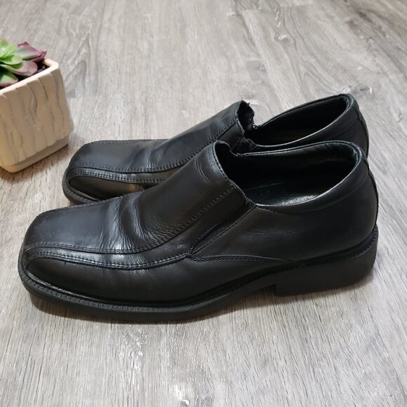 E Collection * Men's Black Leather Slip On Shoes 8 - Picture 2 of 10